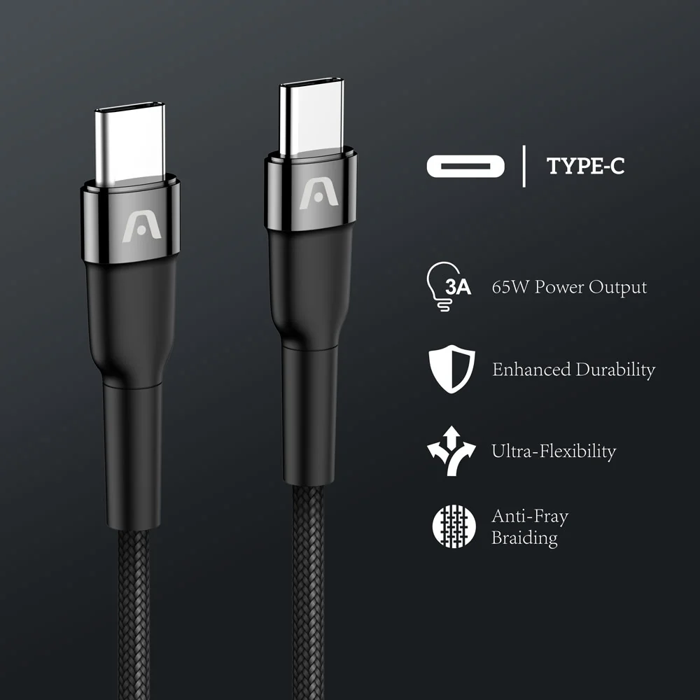 Cable trenzado de nailon de tipo C a tipo C de 65 W, 1,8 m - Dura Speed - Imagen 2