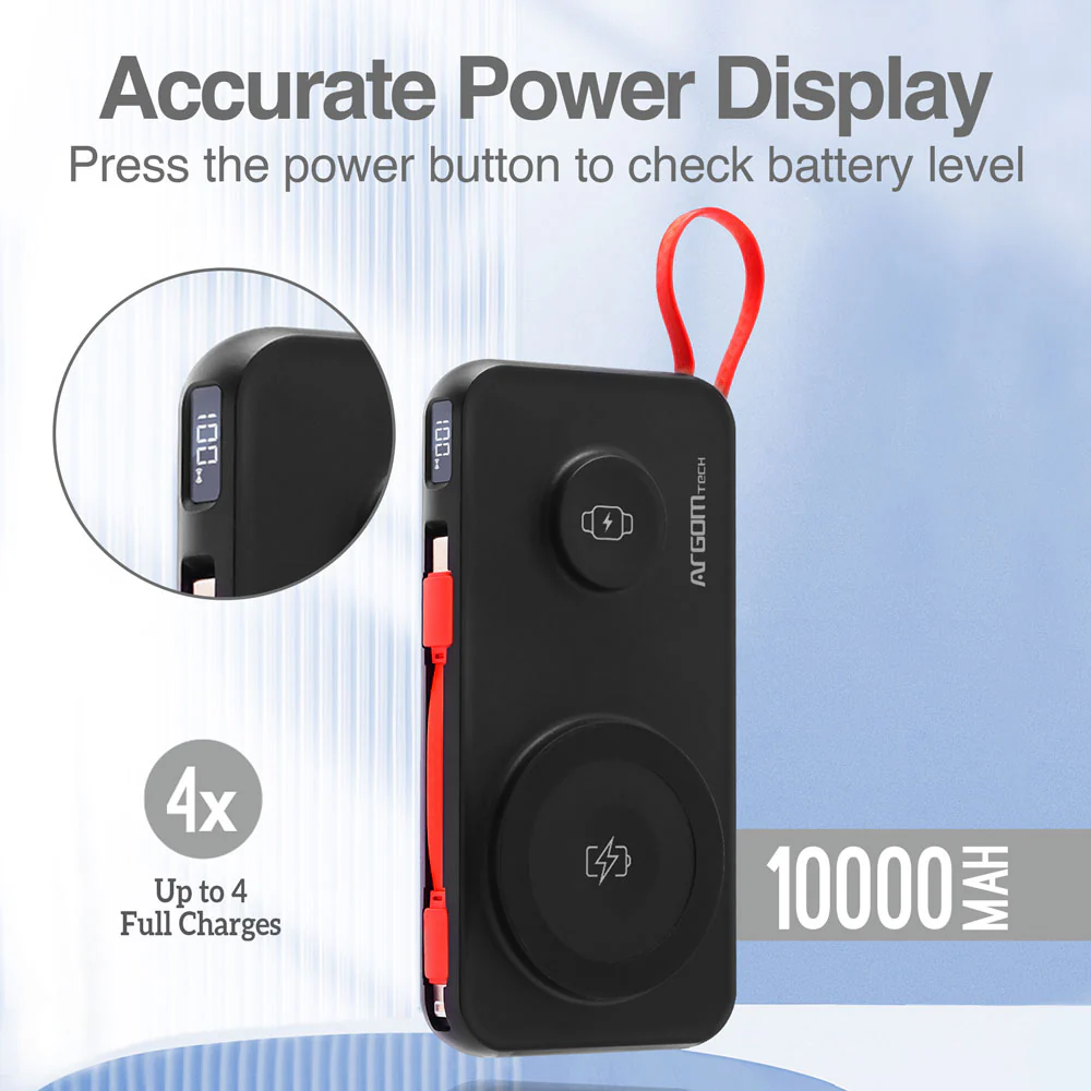 Banco de energía magnético 4 en 1 ST10 de 10 000 mAh con cable integrado - Imagen 3