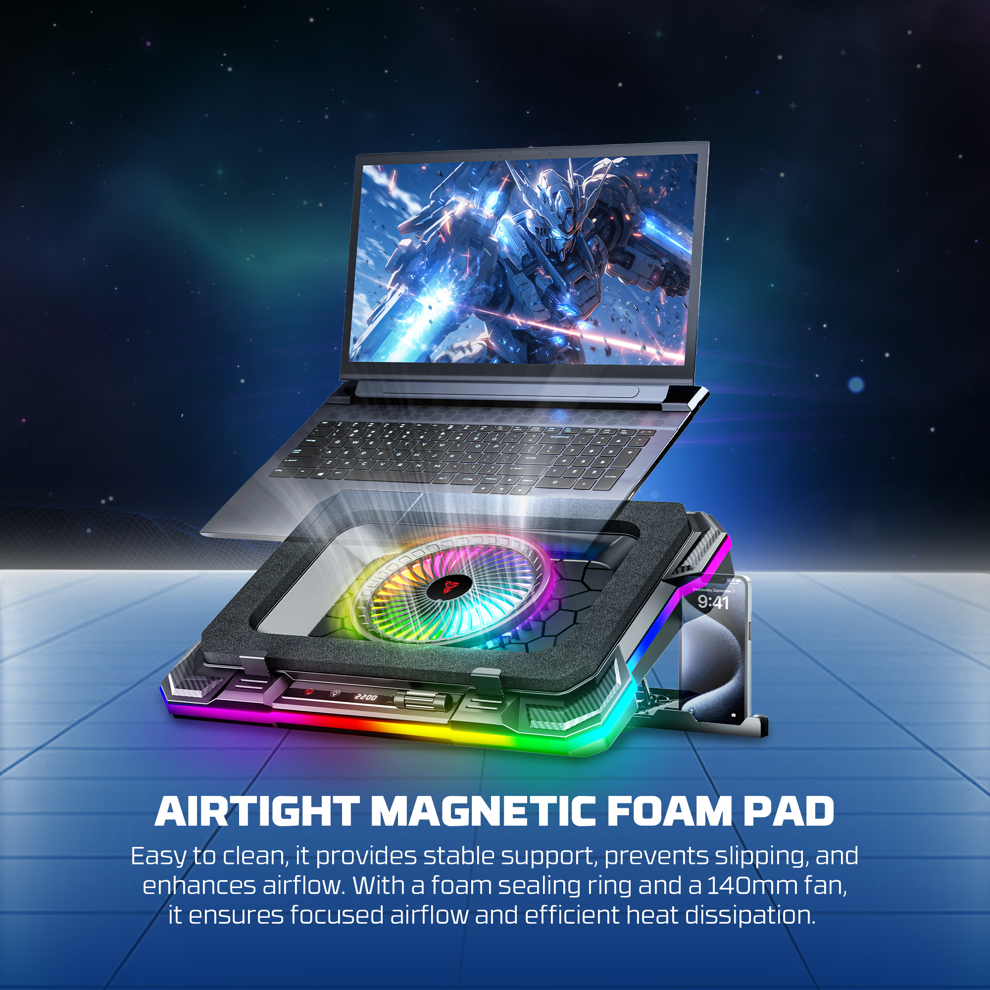 COOLING PAD NC22 CON RGB FANTECH 