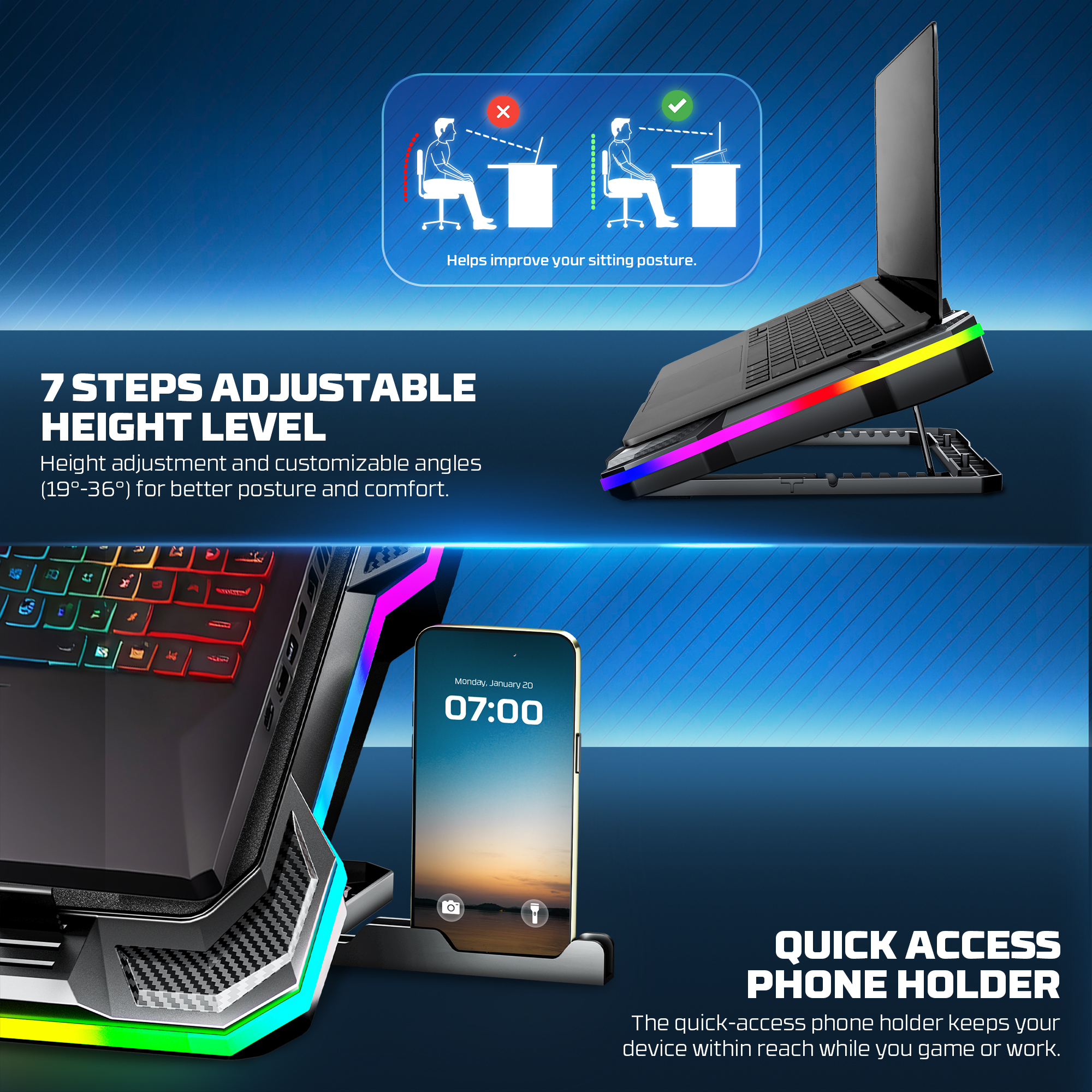 COOLING PAD NC22 CON RGB FANTECH  - Imagen 3