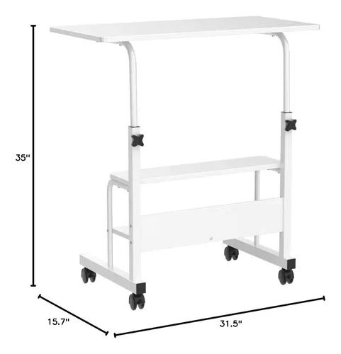 Escritorio Auxiliar Ajustable con Ruedas en blanco - Imagen 2