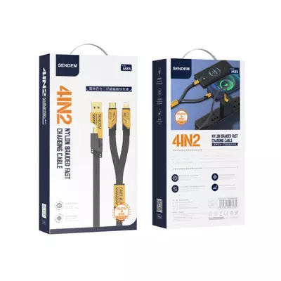 Cable de carga SENDEM M85 4IN1 27W+65W PD Amarillo