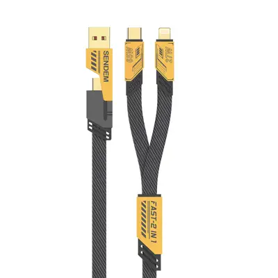 Cable de carga SENDEM M85 4IN1 27W+65W PD Amarillo - Imagen 2